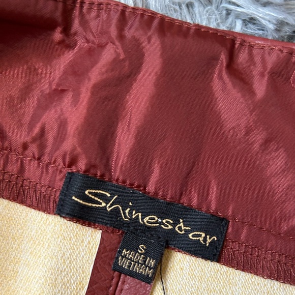 Shinestar Rust Pencil Mini Skirt Casual faux leather - Picture 2 of 3